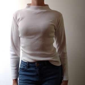 Vintage 90's White Mock Neck Long Sleeved Top